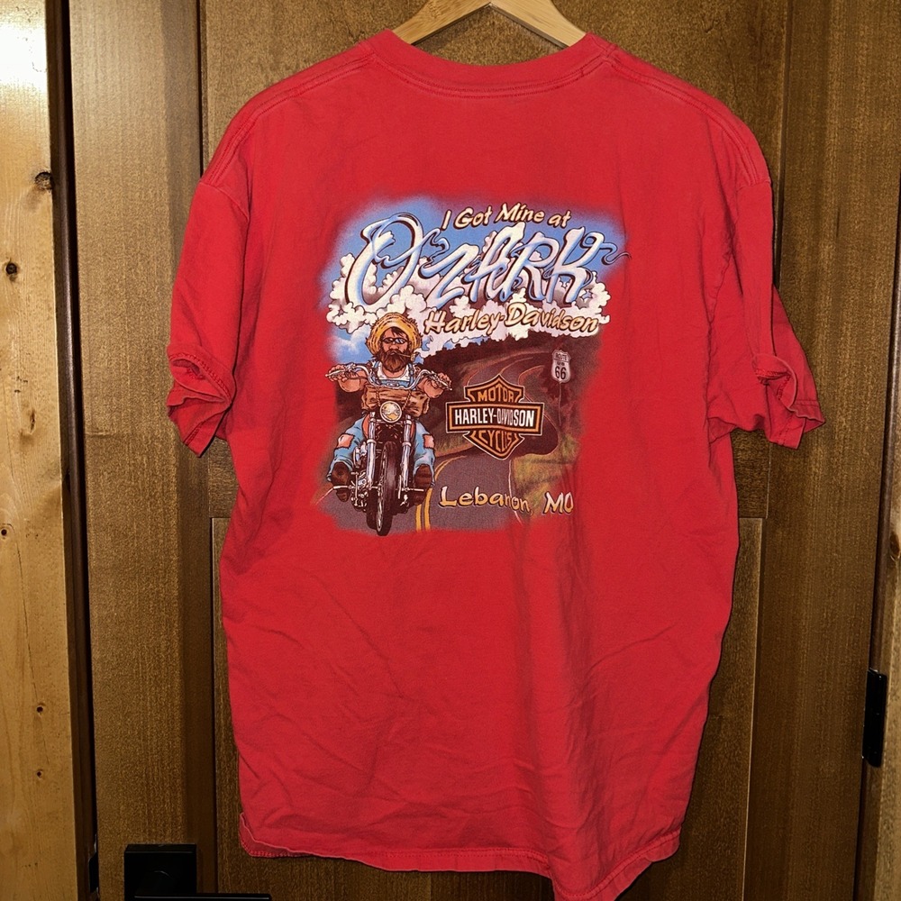 Harley Davidson Ozark Lebanon Missouri Route 66 Biker T-Shirt Red Mens XL